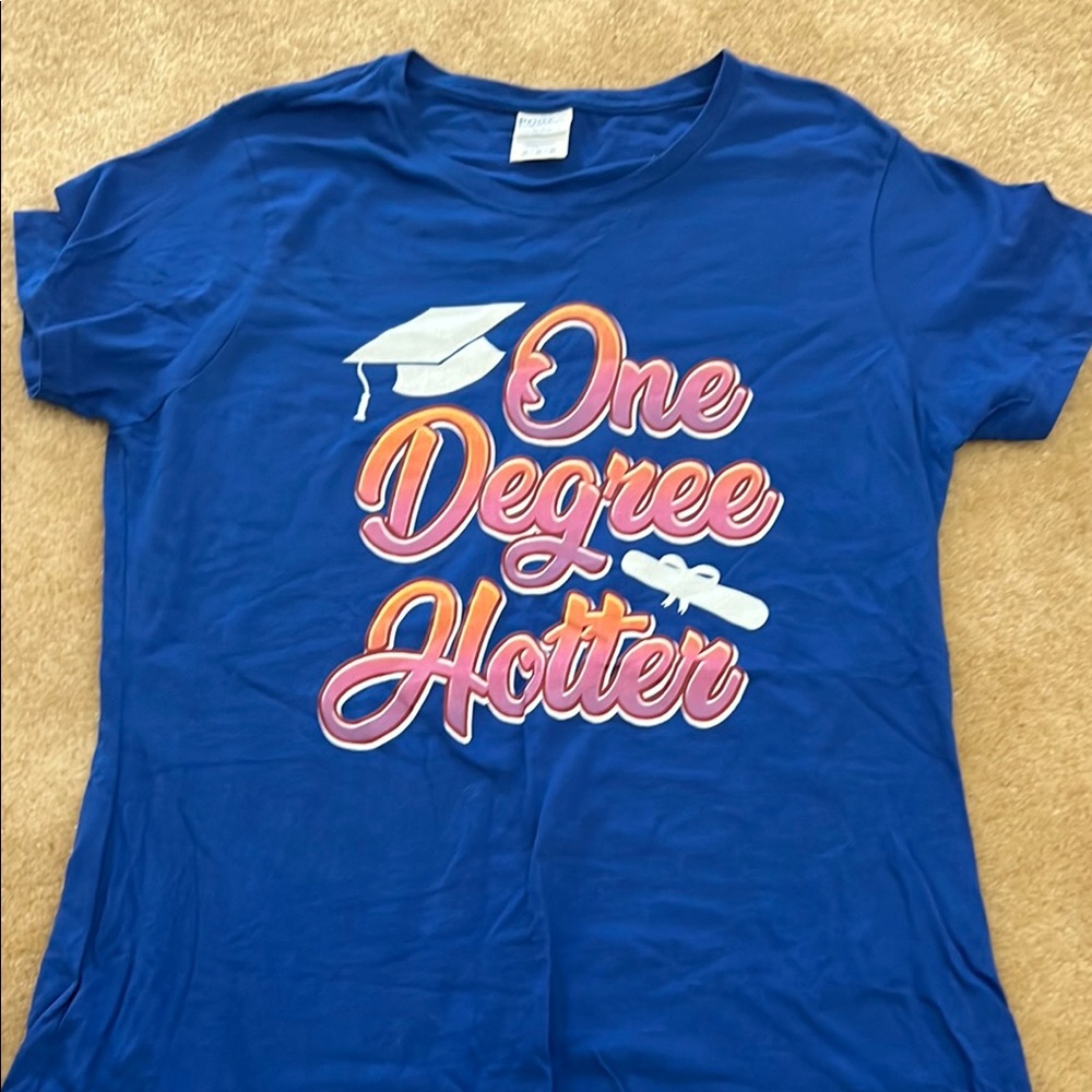 Blue Adult Women’s Shirt with Graduation Print